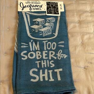 Primitives by Kathy Teal Towel with White Design